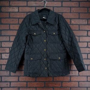 J. Crew Black Quilted Utility Jacket.